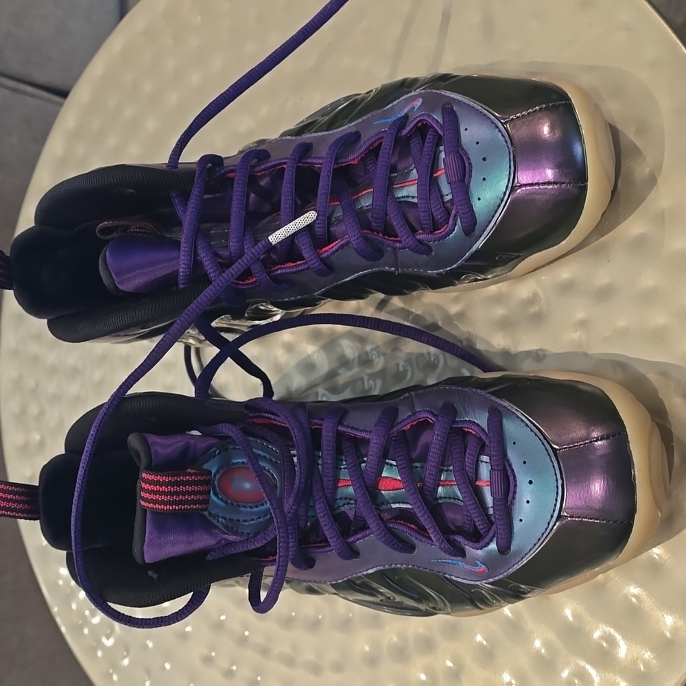 Kids Iridescent Purple Foamposite Sneakers